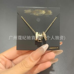 COA Koujia Classic Logo Women's Enamel White and Black Three-Ring Necklace Women's C9446 Counter Quality Clavicle Chain