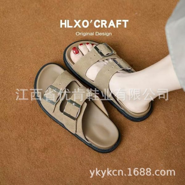 Cross-border Internet celebrity same retro sandals with square buckle adjustable thick sole casual-stepping feeling Boken slippers - Image 3