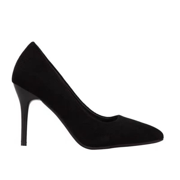 2023 New Spring Suede Black Heels Women's Stiletto Heel Shoes Office Professional Work Shoes Plus Size - Image 5