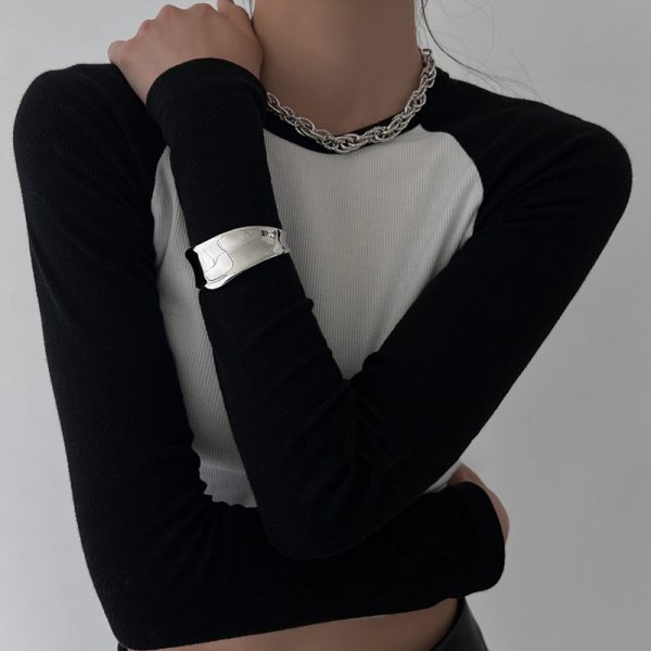 Silver glossy irregular curved bracelet women's ins cold wind high-end sense bracelet fashion temperament hand ornament autumn and winter