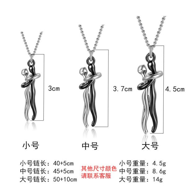 Cross-border popular couples hug necklaces do not fade, high-end sense of one man and one woman, versatile jewelry, holiday gift necklaces - Image 3