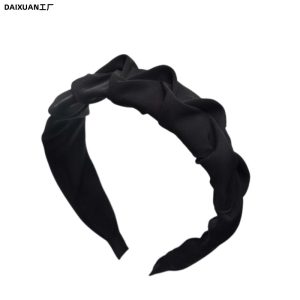High-end black pleated headband female Korean temperament going out with pressure headband simple hairband 2024 new style