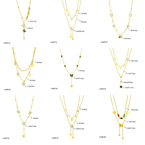 Cross-border fashion niche new pendant jewelry clavicle chain titanium steel multi-layer layered luxury women's necklace - Image 5