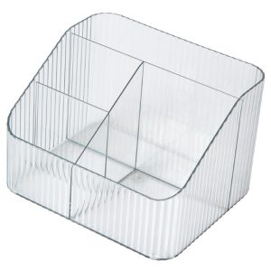 Light luxury storage box, desktop cosmetics pen holder, makeup storage bucket, Nordic style transparent trapezoidal cosmetics shelf