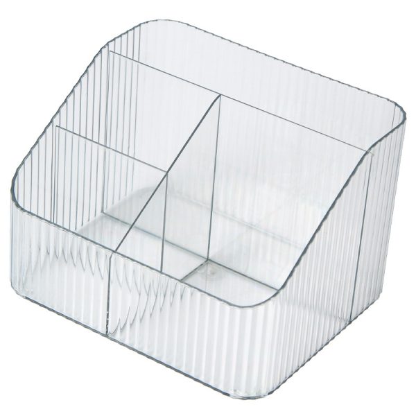 Light luxury storage box, desktop cosmetics pen holder, makeup storage bucket, Nordic style transparent trapezoidal cosmetics shelf - Image 5