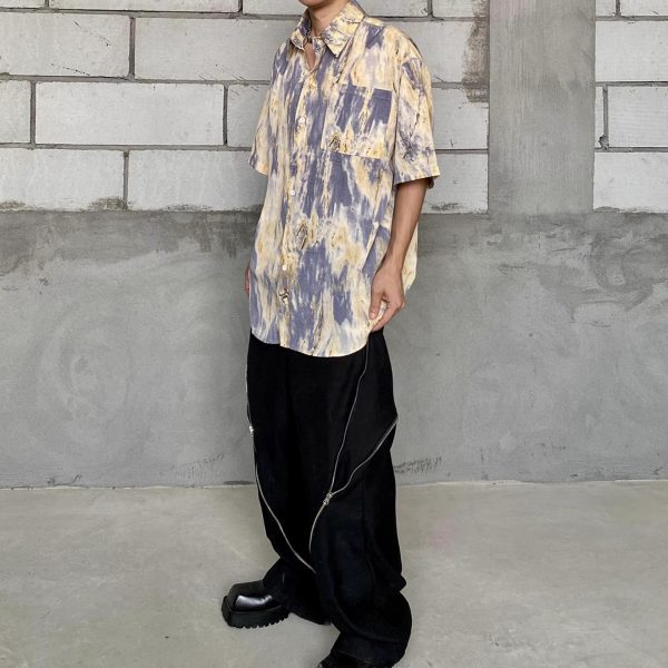 Plus size men's Hawaiian style short-sleeved shirt, fat trendy brand, street casual vacation, thin beach print shirt - Image 3