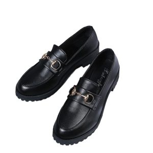 Loafers women's 2023 new British style black small leather shoes accessories shallow versatile casual trend single shoes women