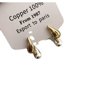 Two-color stitching drop earrings are niche and unique, with a versatile personality, simple stud earrings, and women's autumn and winter luxury