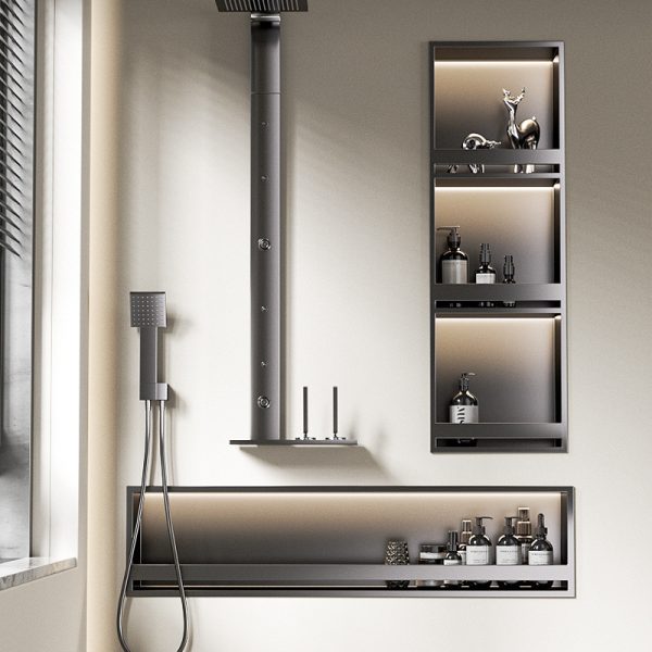 stainless steel niche built-in shelf metal TV cabinet embedded finished bathroom toilet niche cabinet customization - Image 2