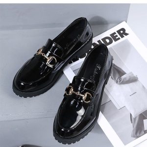 Loafers women's 2023 new British style black small leather shoes accessories shallow versatile casual trend single shoes women