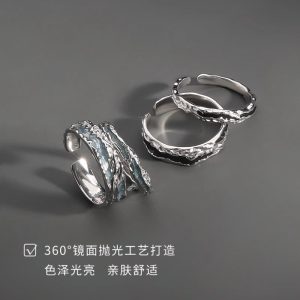 Shadow green tantanium titanium steel ring men's trendy personality high-end single ring opening does not fade gift ring for women