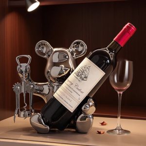 Violent bear red wine rack ornaments, light luxury, high-end home, living room, sideboard, wine cabinet decorations, high-end soft decoration