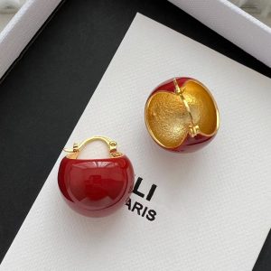 Retro coffee color round temperament premium earrings women's autumn and winter French buckle premium sense 2022 new trendy earrings