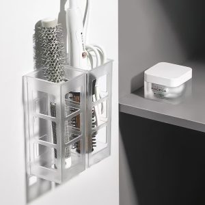 Hairdressing tool storage box, curling iron, hair straightener, storage rack, home bathroom wall-free wall hanging box