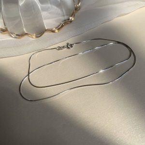 S925 sterling silver snake bone chain necklace women's net celebrity ins collarbone necklace gold chain extremely thin stacked and versatile