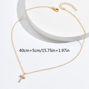 Cross-border inlaid zircon cross pendant bone chain women's personality light luxury ins-style versatile jewelry A4746