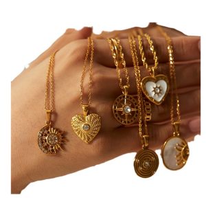 Jieding European and American jewelry, French niche vintage titanium steel heart necklace, stainless steel zircon, love pendant necklace women