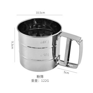 Cross border handheld cup semi-automatic flour sieve stainless steel sieve flour sieve powdered sugar sieve sample sieve baking tools