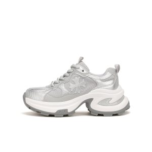 HEIGHT: 7CM~ LEATHER CROSS FLOWER THICK-SOLED DAD SHOES WOMEN'S NEW BREATHABLE RUNNING SHOES CASUAL SNEAKERS IN SPRING