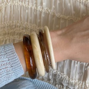 Korea Dongdaemun personality cold wind bracelet women's minimalist chic acrylic marble vintage bracelet