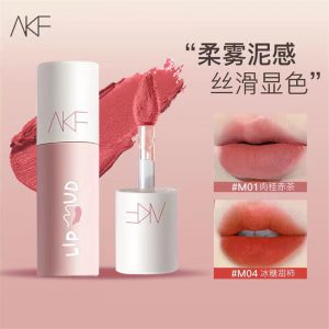 AKF Lip Clay Lip Stain White Lipstick Affordable Student Autumn and Winter Niche Brand Lipstick, Lip Gloss, Mist Lip Makeup, Multicolor