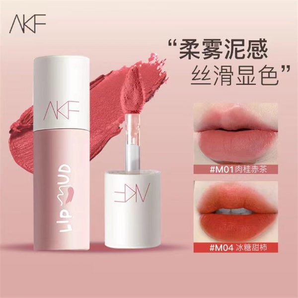 AKF Lip Clay Lip Stain White Lipstick Affordable Student Autumn and Winter Niche Brand Lipstick, Lip Gloss, Mist Lip Makeup, Multicolor