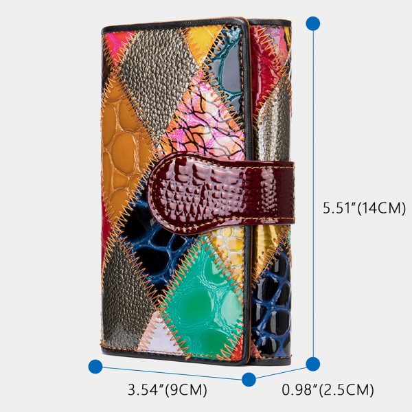 Elegant Women's Handmade Bag Short Wallet Colorful Splicing Coin Purse Multi Card Top Layer Kraft Wallet Wholesale - Image 2