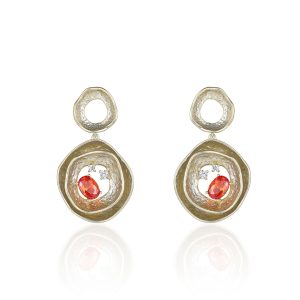 French designer zircon copper plated coffee earrings gold French retro light luxury niche design high-end earrings for women