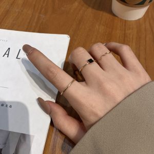 Three-piece plain ring ring women's fashion personality light luxury niche design sense ins trendy Internet celebrity index ring ring