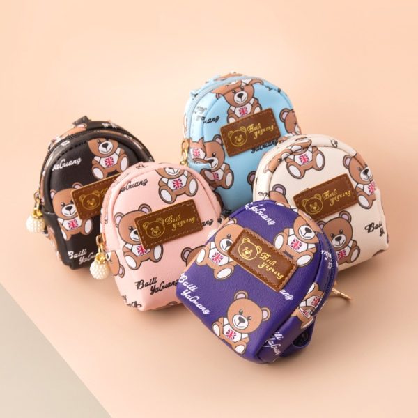 Popular girl's heart ins, fashion creative coin purse, cute bear, portable integrated storage coin key case
