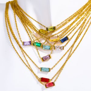 Titanium steel spot birthstone 12 birthstone zircon necklace month stone ladies high color retention ins necklace