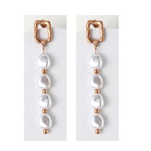 Niche simple faux pearl long earrings French versatile atmospheric twist love earrings fashion accessories