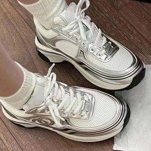 Little Fragrance Silver Horn King Sneakers Women's 2024 New Mesh Versatile Low-Top Casual Shoes Thick-soled Daddy Shoes Women