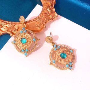 vintage glass French design crystal earrings Douyin hot sale medium tassel antique style 925 silver retro