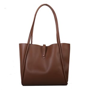 Korean version of solid color mother and son bag 2025 new women's bag simple tote bag large capacity spring fashion shoulder bag