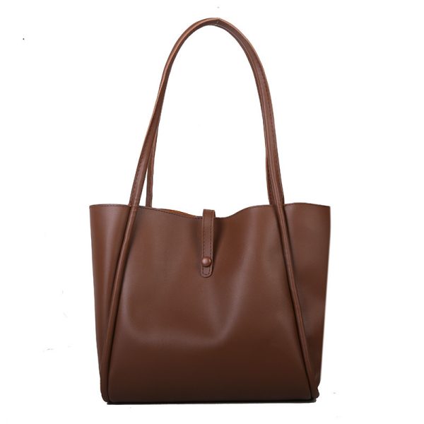 Korean version of solid color mother and son bag 2025 new women's bag simple tote bag large capacity spring fashion shoulder bag - Image 5