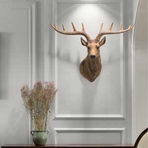 Nordic lucky deer head simulation wall decoration resin wall decoration American entrance decoration retro bar background wall