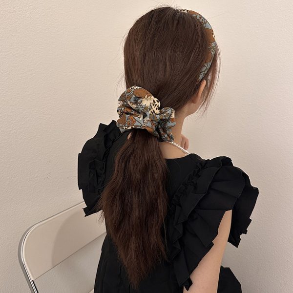 Full of tone! Delicate and elegant, floral large intestine hoop, hair ring, hair ornament, simple and versatile print, headband, headband, headband - Image 4