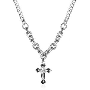 New trendy cross necklace men's trendy hip-hop high-end fashion brand boys niche design versatile ornament pendant