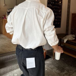 ASCLO Spring/Summer Simple Shirt Men's Korean Linen White Shirt Casual, Versatile, Handsome Lapels, Luxury