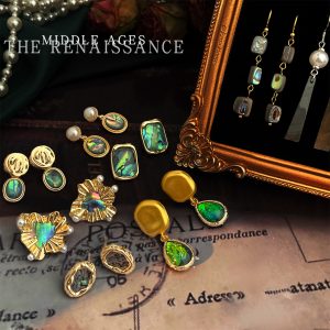 Aurora shell ~ vintage medieval French vintage abalone shell earrings collection of literary and artistic light luxury court style earrings