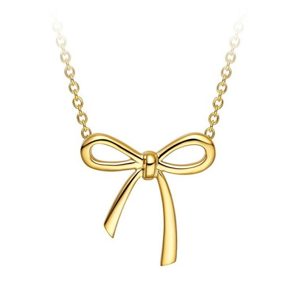 Electroplated simple necklace pendant bow cute fashion girl versatile high-end temperament collarbone chain collarband chain - Image 5