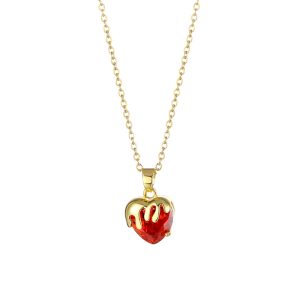 European and American cross-border jewelry, zircon love necklace, women's stainless steel heart-shaped crystal clavicle chain, peach heart strawberry necklace