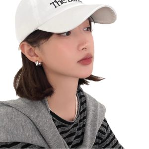 Foot silver 990 irregular pleated earrings fashion retro French stud earrings simple design sense temperament fashion earrings