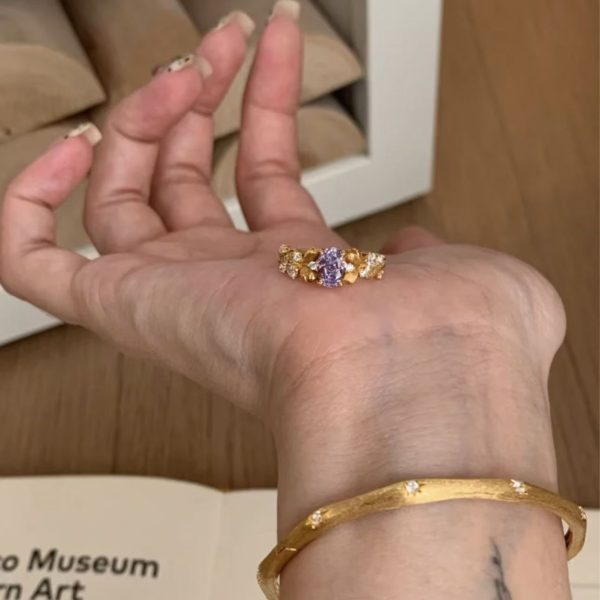 Two-piece set! Super Luxury Bauhinia Ring Women's Pre-owned Index Finger Ring Premium Ring Women's New Style - Image 5