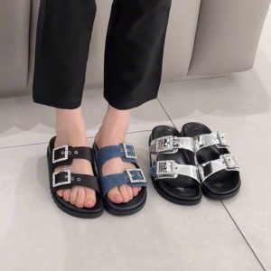 Slip-flops women's 25 summer new 71720088 bright diamond square buckle thick-soled Birkenstock shoes to wear flip-flops