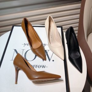 Black high heels women's new sexy slimming pointed toe stiletto heel shoes for women in the fall of 2024, simple temperament work shoes