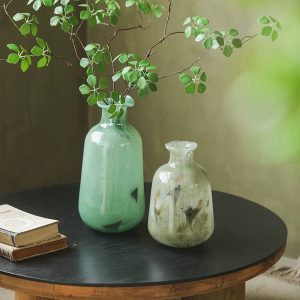 Green second-hand glass vase ornaments, creative water living room, TV cabinet, porch, flower arrangement, ornaments, French glass
