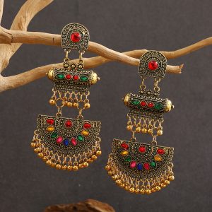European and American fashion retro exaggerated bohemian ethnic earrings Personalized creative design long slimming fringe earrings
