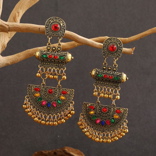 European and American fashion retro exaggerated bohemian ethnic earrings Personalized creative design long slimming fringe earrings